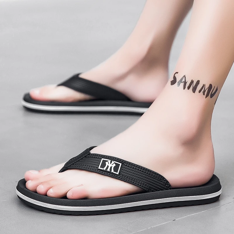 Black White Male Casual Sandals Flip Flops Quick Drying Men Daily Outdoor Beach Seaside Water Sandals Walking Slippers