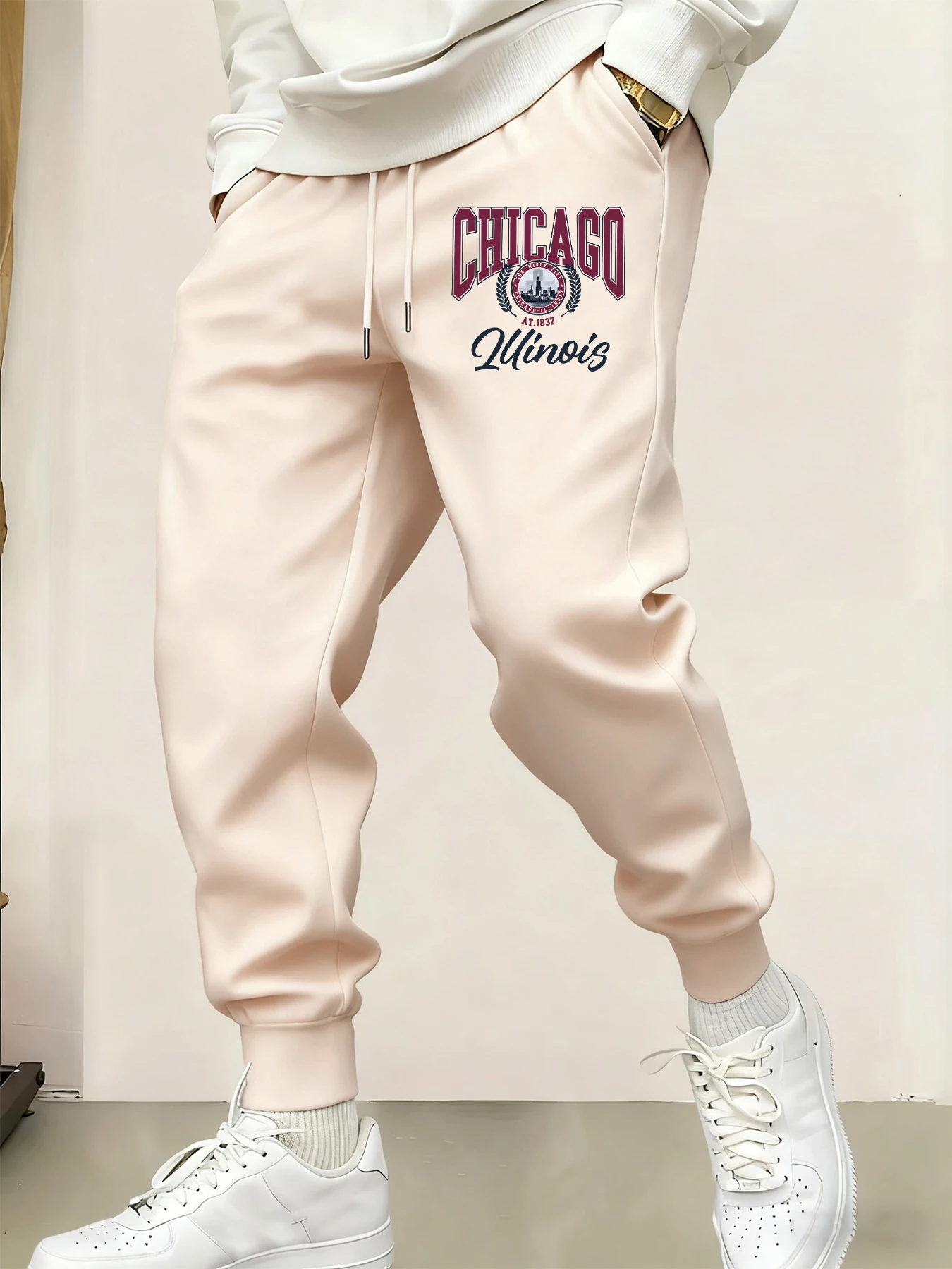 

Chicago Illinois Printing Mens Sweatpant Fashion Basic Trousers Casual Pants Drawstring Unisex Pant Autumn Pocket Sweatpants