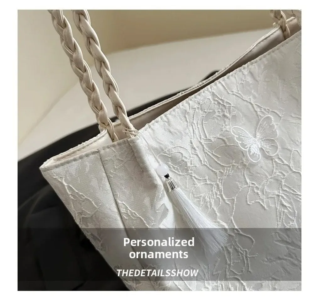 Neue Freizeittasche im chinesischen Stil mit Textur, vielseitige Handtasche mit antiken Hanfu-Elementen, große Kapazität, Arbeitstasche, Geschenk – Detail 5
