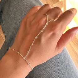 Hot Selling High Quality Factory Price Geometric Round Bezel Colorful CZ Dot Hand Chain Bracelet Fashion