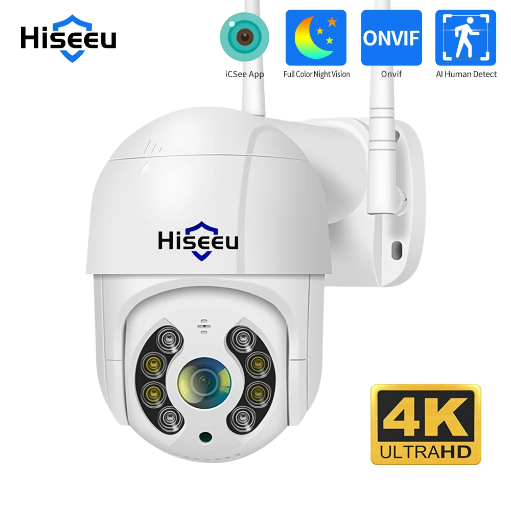 Hiseeu 4K 8MP PTZ WIFI IP Camera Speed Dome Outdoor 5X Digital Zoom ONVIF Wireless Video CCTV Surveillance Cameras ICsee