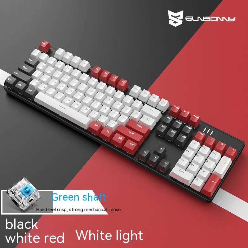 

Sunsonny J9 Dual-spelling Usb Wired Mechanical Game Keyboard Abs Transparent Keycap Notebook Desktop Computer Office Game Gift