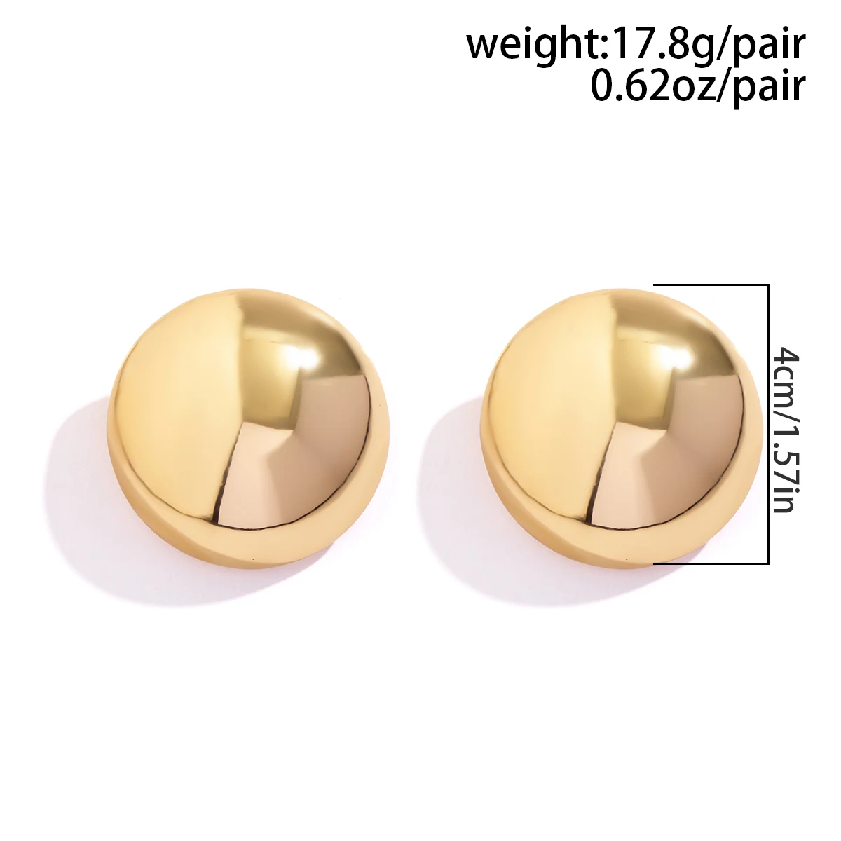 Ingemark Punk Smooth Round Big Ball Metal Stud Earrings for Women Classic Vintage Gold Color Pierced Earrings Steampunk Jewelry