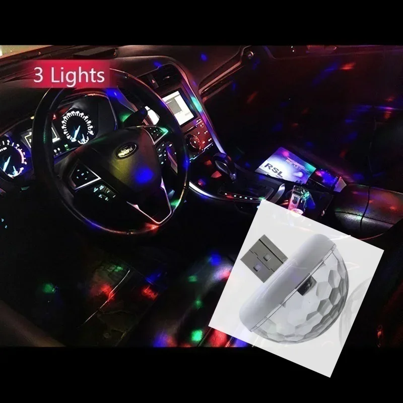 New multi-color USB LED lights car interior lighting set atmosphere lights neon colorful lights fun decorative accessories.