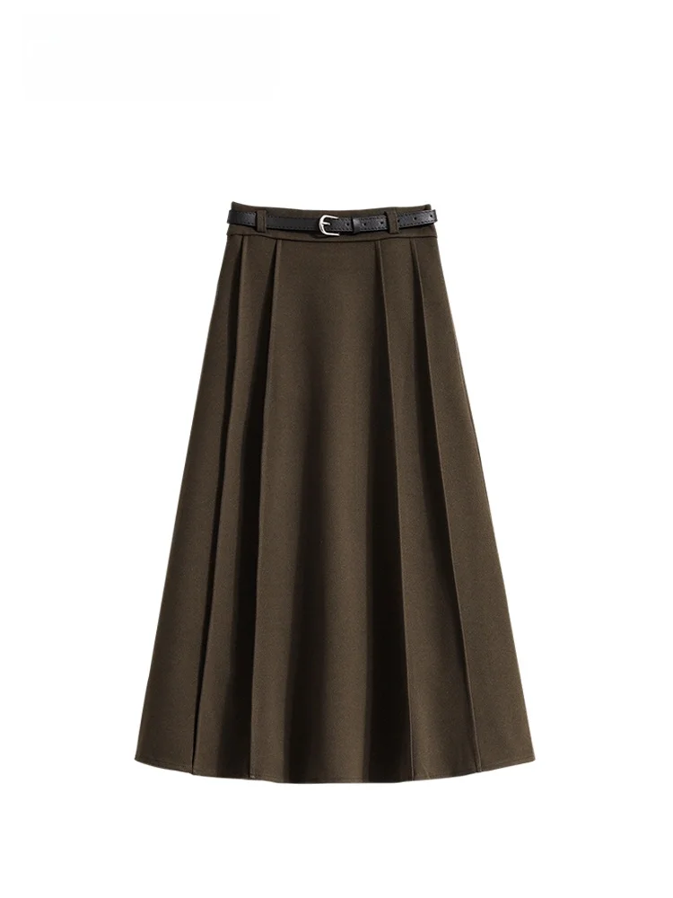 

High Waist Wide Leg Suit Sle Pleated Skirt for plus Size Women Spring Loose Meat Concealing College Sle Skirts