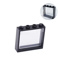 5pcs Small Building Block Transparent Glass Window 1x4x3 Building Block Accessories Downward Swing Compatible with Lego Part
