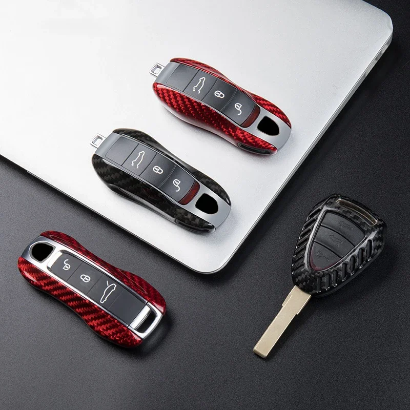 

For Porsche 911 Carrera 918 Cayenne Coupe for Panamera Taycan Smart Car Remote Key Real Carbon Fiber Key Fob Cover