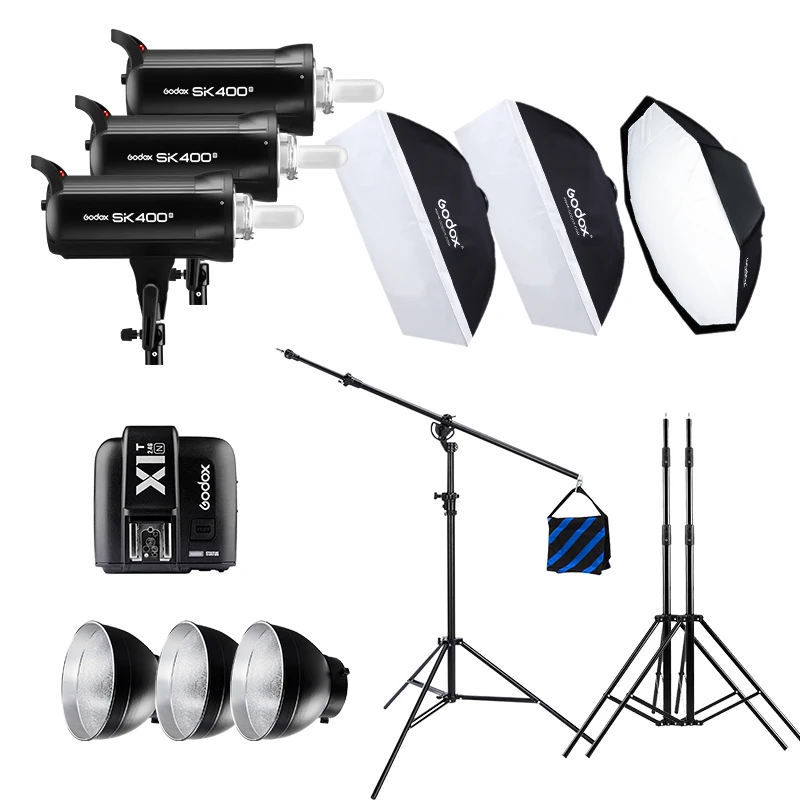 

SK400II 1200W Professional Photography Studio Lighting kit Lamp 4 * 300W Flash Strobe Light Kit Set