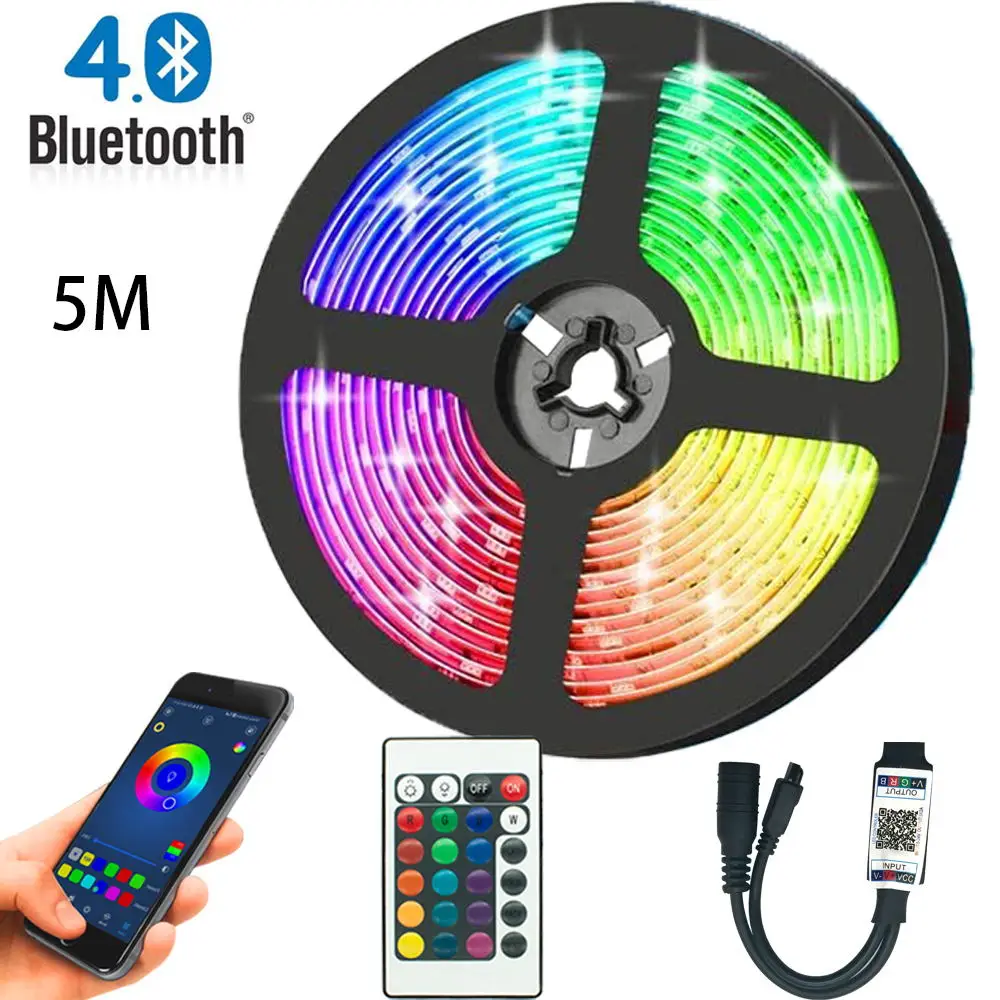 Birthday Party Bluetooth Control TV Background LED Strip Lamps SMD 5050 RGB DC12V 5M Flexible Ribbon