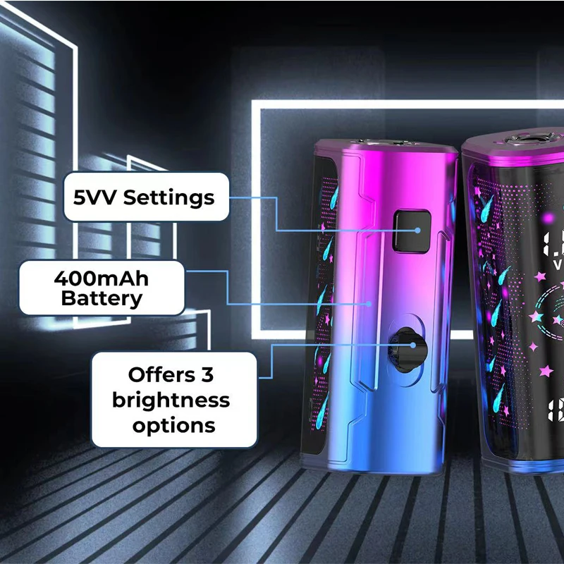 5-10 Buah Baterai DOTECO Tik30 Asli Mod 400MAh 3.4V/3.7V/4.2V dengan Layar LCD 510 Benang Vaporizer untuk Kartrid Vape