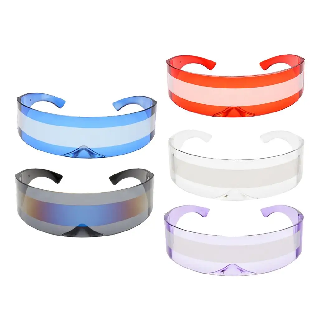 80s Futuristic Glasses Visor Sunglasses with Semi Translucent Party Costume