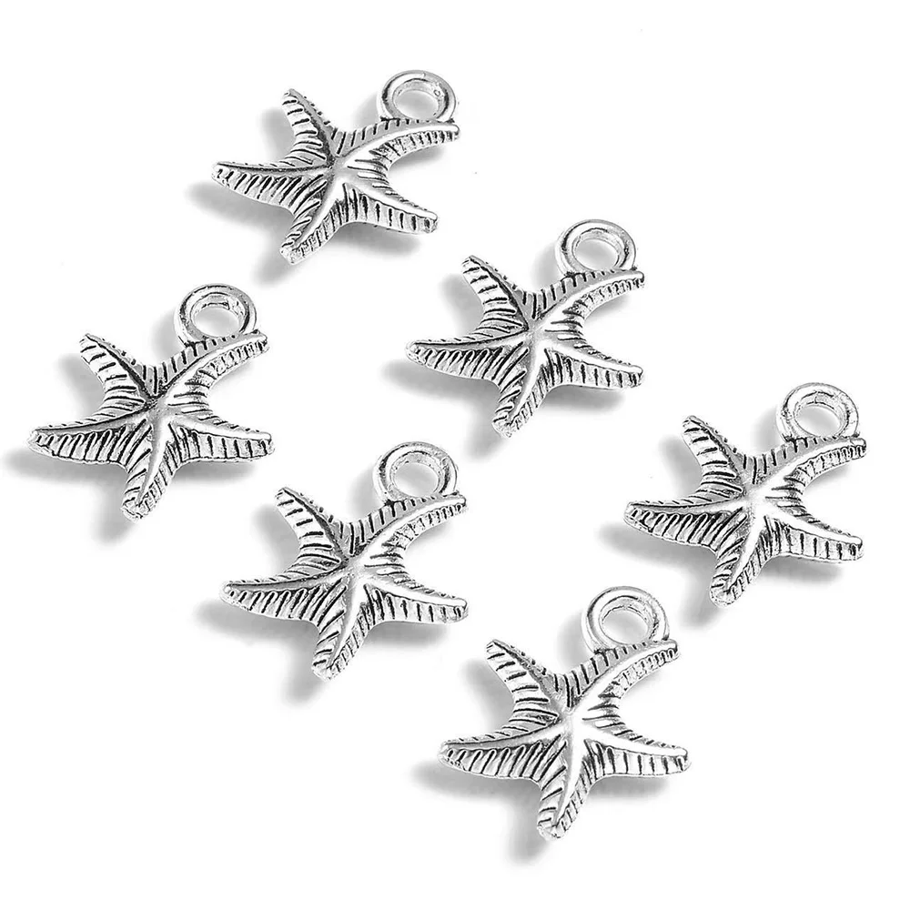 15mm 100szt 200szt Zawieszki Rozgwiazdy Pozłacane Srebrne Koraliki Wisiorki DIY Biżuteria Kolczyki Naszyjniki Akcesoria Rękodzieło