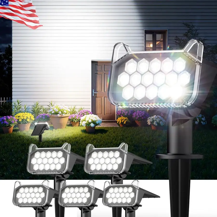 

Солнечные точечные светильники для улицы, водонепроницаемые, яркие солнечные фонари для улицы с 16 сверхбольшими светодиодами, 3 режима ландшафтных прожекторов, 2 в 1 так