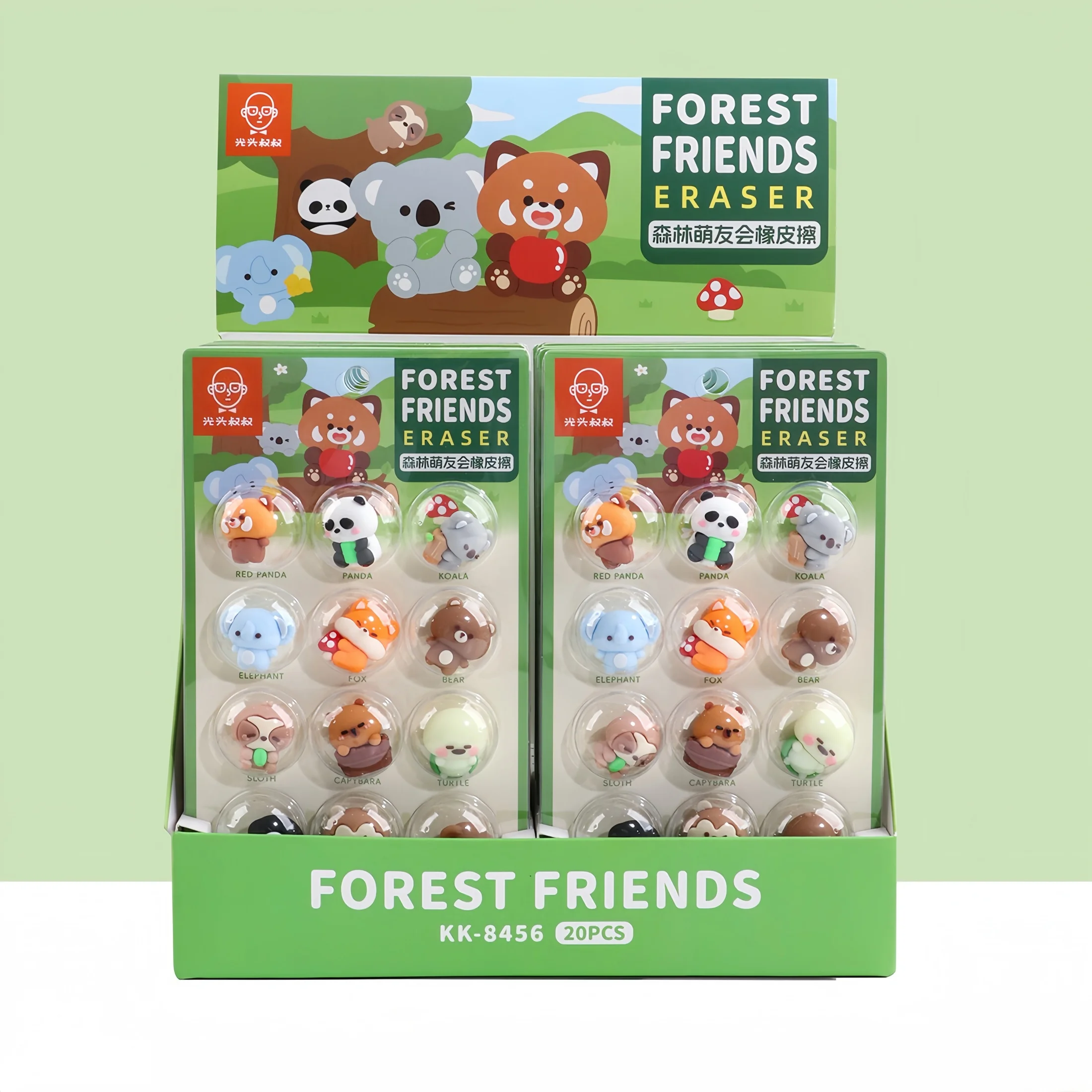 12 Pieces/Set of Cute Animal Erasers, Mini Erasers for Sharing, Fun Decorations, Stationery Gifts