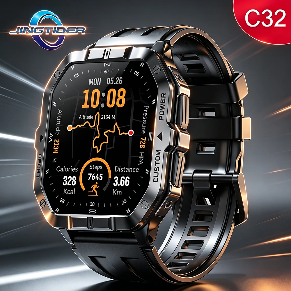

C32 Pro Professional GPS Sport Smart Watch 6-Axis Sensor Fitness 2.02" Compass Barometer 2ATM Waterproof Swimming Smartwatch