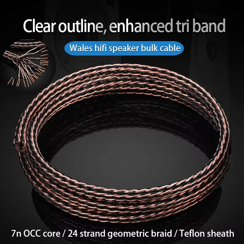 High Quality Audiocrast OCC Pure Copper Core Hifi Speaker Bulk Cable 24 Strands Audio Speaker Cable for Diy