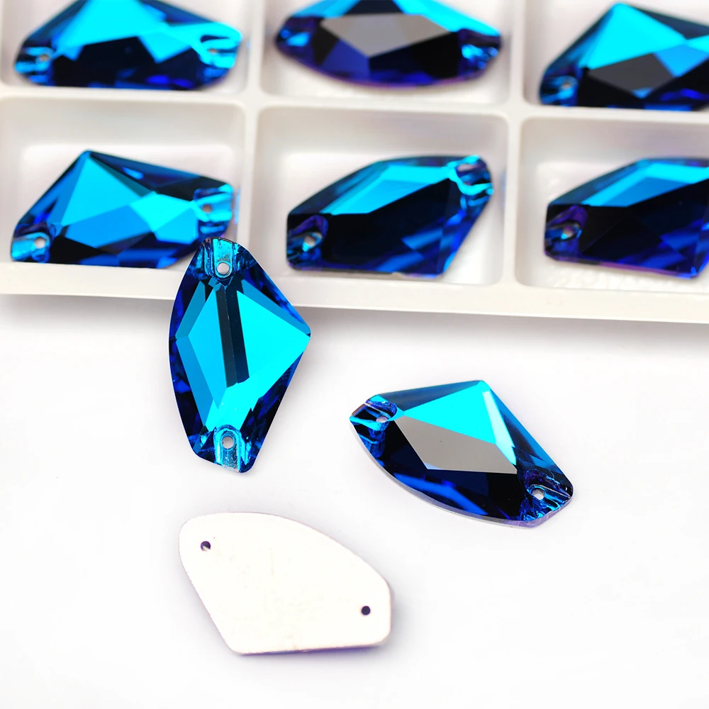 

Blue Zircon Shiny Galactic Glass Strass Flatback Crystal Sew On Rhinestones Crafts Glitter Sewing Accessories Design Decorations