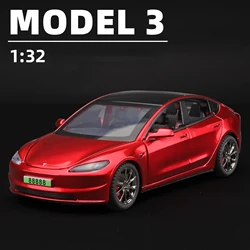 1:32 Tesla Model 3 Simulation Alloy Model Car Toy Diecasts Metal Casting Sound and Light Car Toys Vehicle A941