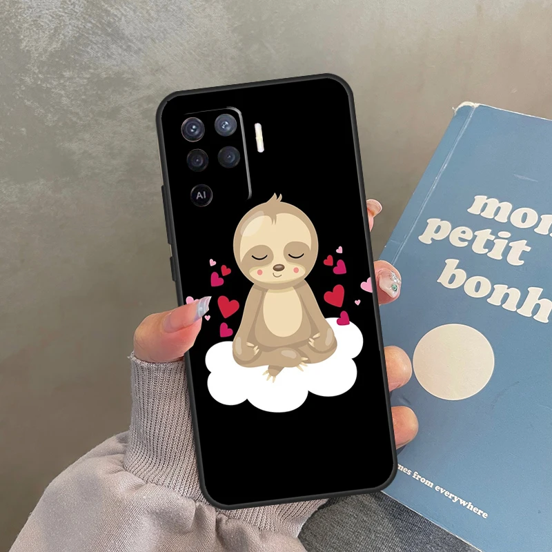 Funda de diseño divertido con perezoso de Yoga para Oppo A98 A78 A79 A18 A38 A58 A40 A60 A80 A16 A76 A96 A15 A74 A94 A54 A17 A77