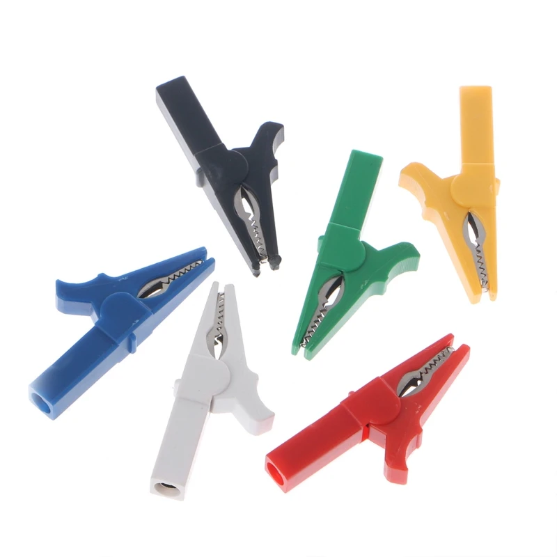 6 Pcs 6 Colors 55mm for Crocodile Alligator Clip For 4mm Male Banana Plug Connect