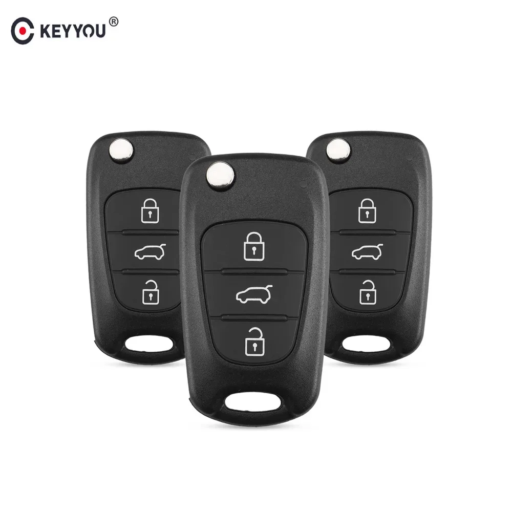 Casing Penutup Kunci Mobil Remote Lipat Flip 3 Tombol KEYYOU untuk Hyundai Avante I30 IX35 Kia K2 K5 Sorento Sportage