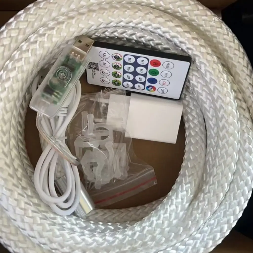 5V USB Neon Rope Light 360 Degree Flexible Music Sync RGBIC Rope Light Bluetooth APP Control Dream Color Round Neon Light