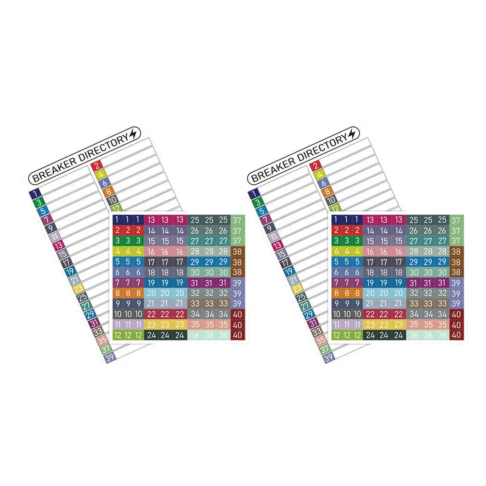 2-Set Electrical Box Labels Self-Adhesive Waterproof Circuit Breaker Tags for Electric Panel Identification Outdoor Use