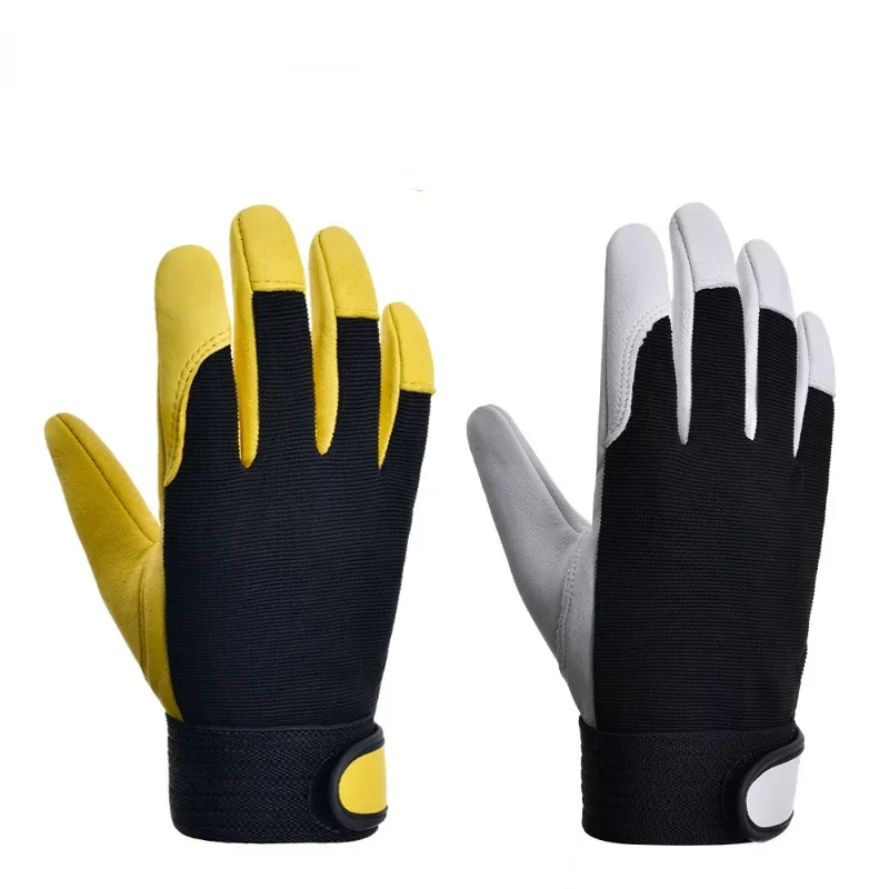 Guantes de trabajo de cuero de vaca para trabajadores, protección de seguridad para soldadura, jardín, deportes, conductor de motocicleta, resistentes al desgaste