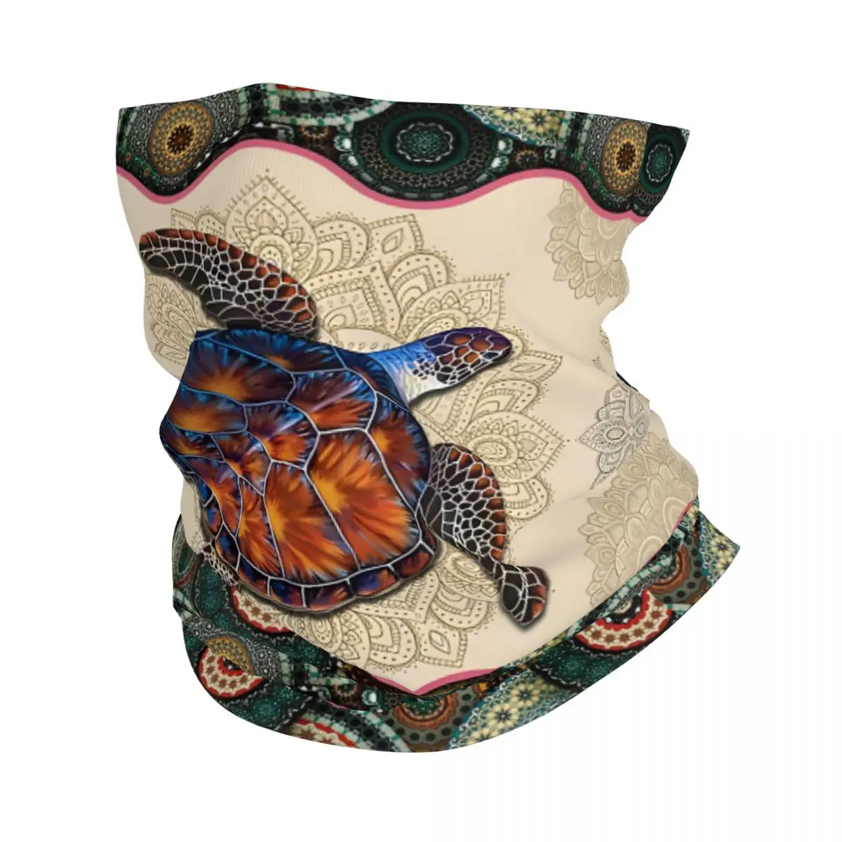 Turtle Vintage Mandala Bandana Neck White Scarf Multi-use Headwear Fishing Unisex Adult Winter