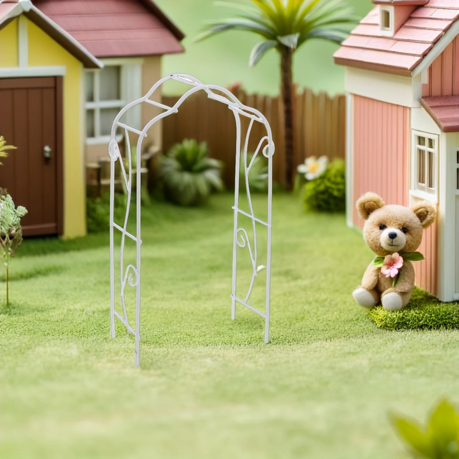 미니 웨딩 아치 철제 공예 아치 장식 인형집 정원 요정 장면 미니어처 풍경 장식 인형집 아치 배경