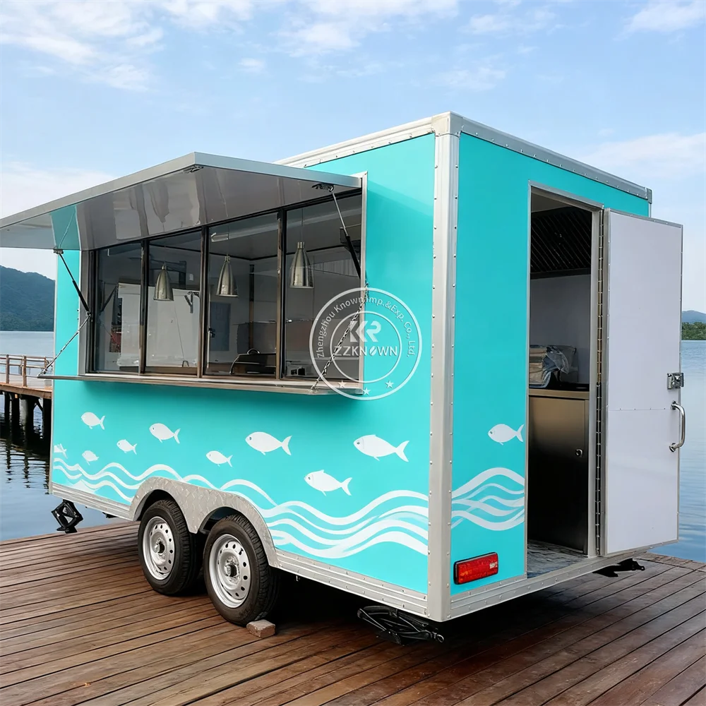 مقطورة تقديم الطعام، مقطورة الطعام، عربة الآيس كريم المتنقلة المجهزة بالكامل، شاحنة طعام القهوة في الشوارع للبيع #3