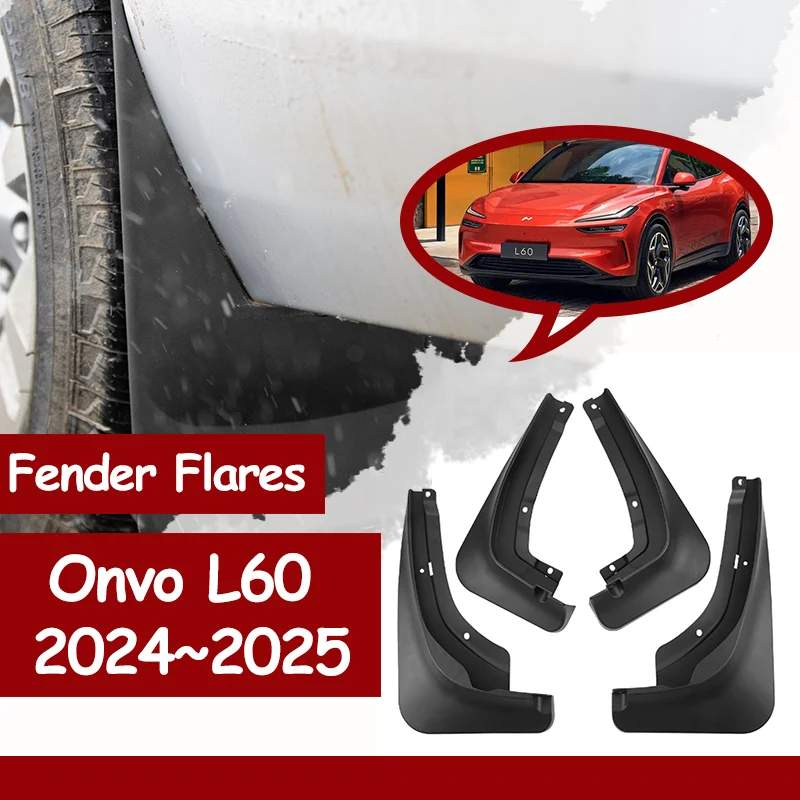 

Mudflaps Fender Flares for Onvo L60 2024~2025 Rear Fenders Splash Guard Wheel Protecti Mud Flap Exterior Parts Accessorie.