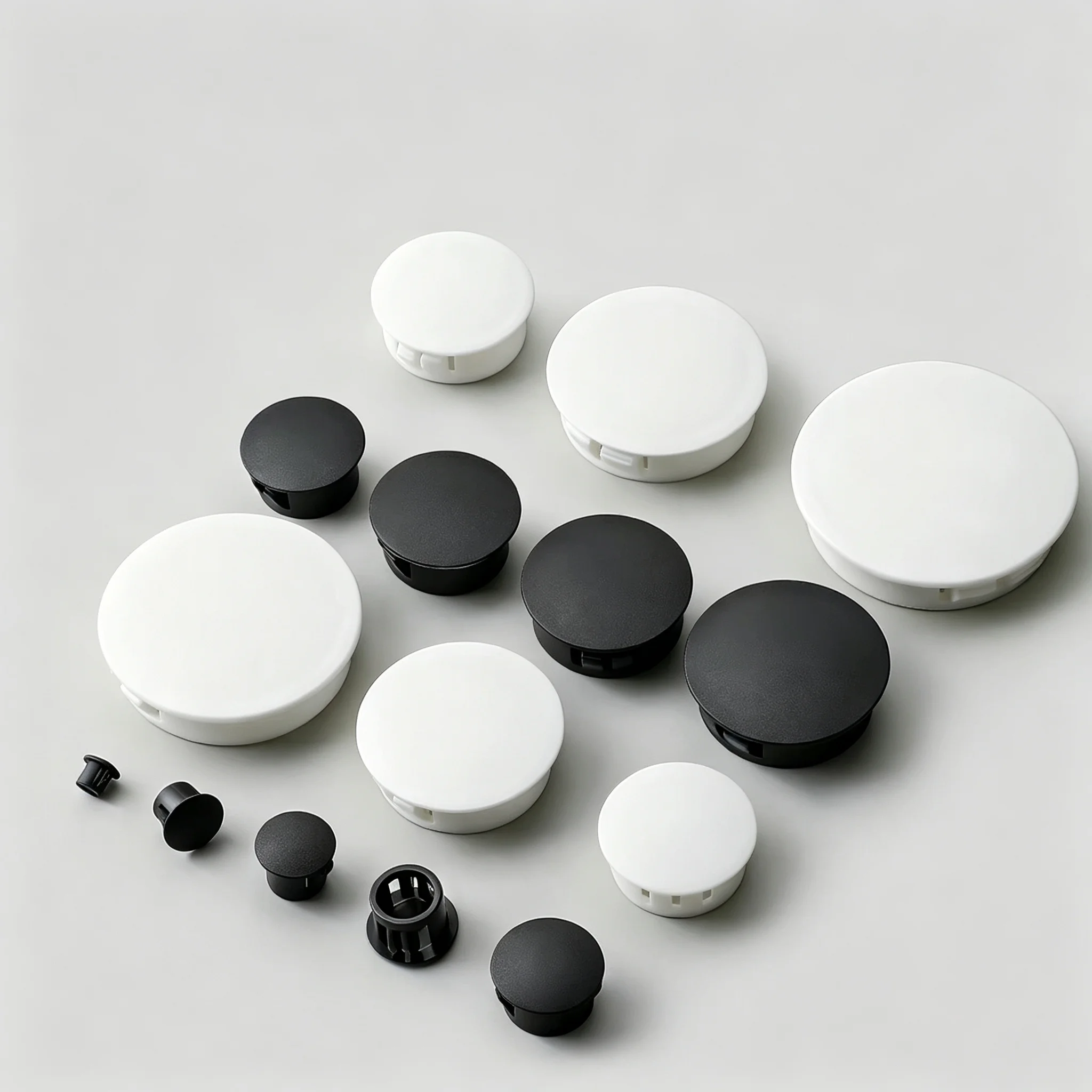 5-100mm Plastic Snap in Round Hole Plug Dustproof Decorative End Cap Insert Bung for Cabinet Table Box DIY