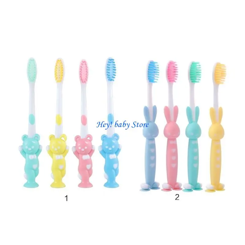 Q1FE 4pcs simpatico colore delle caramelle a colori spazzolini per bambini per i denti per setoli morbidi denti Bruolina per