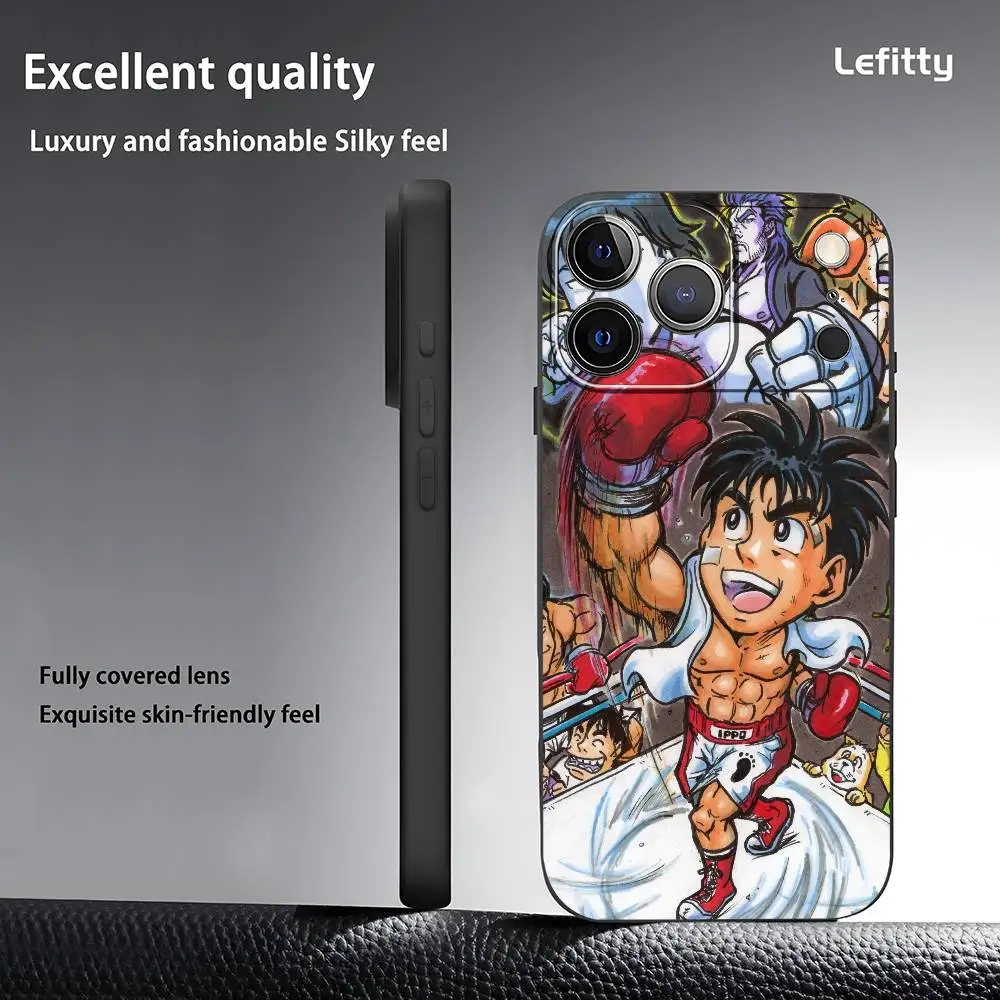 Чехол для телефона «Аниме H-Hajime No Ippo» для iPhone 17, 16, 15, 14, 13, 12, 11 Pro Max Plus, мини-черный матовый мягкий чехол Funda