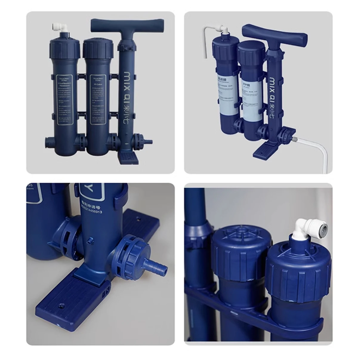 휴대용 야외 정수기 수동 손 압력 필터 캠핑을 위한 Pre-IONIZER 플라스틱 소재