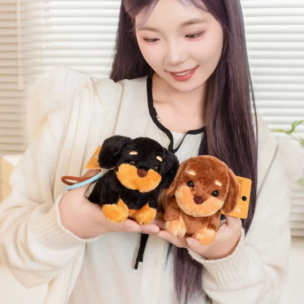 귀여운 봉제 닥스훈트 강아지 열쇠고리 크리에이티브 가방 펜던트 털이 있는 강아지 키링 동전 지갑 봉제 열쇠고리 가방 액세서리
