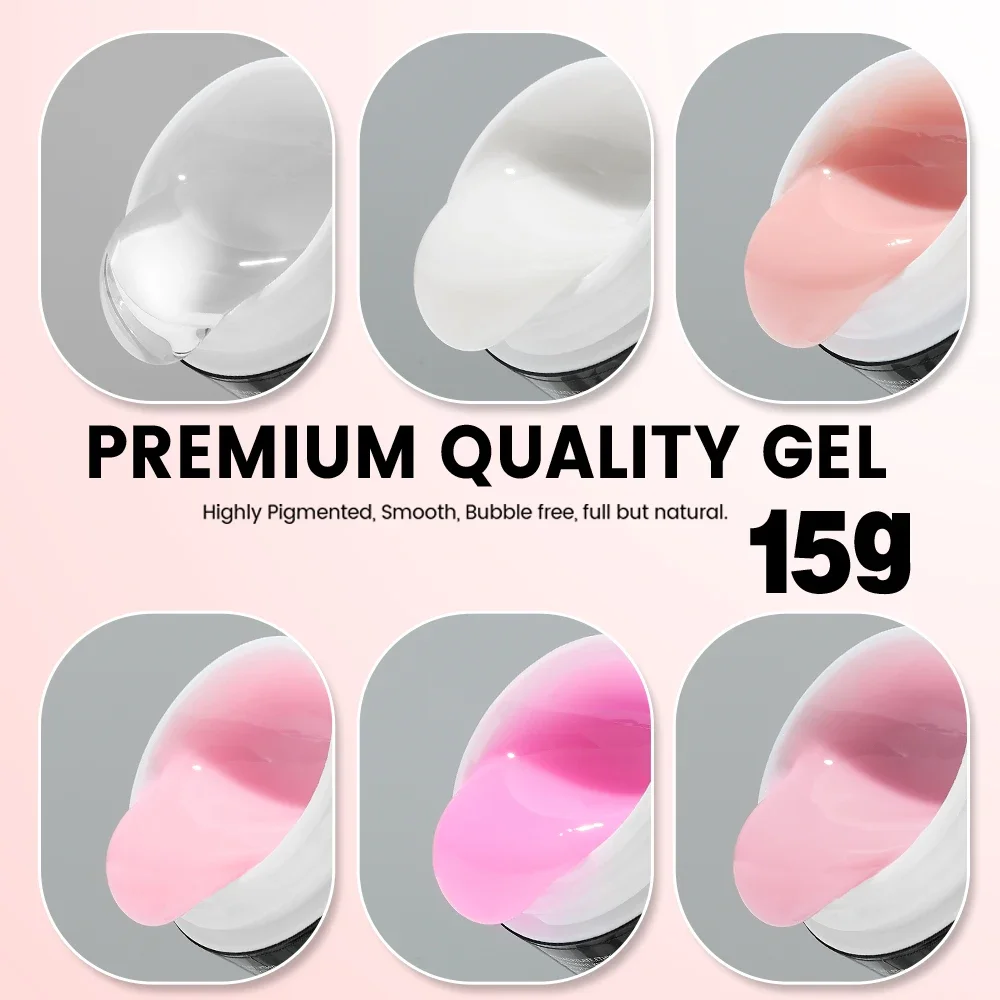 YOKEFELLOW Bianco Latteo Trasparente Colore Rosa 15g Gelatina Estensione Smalto per unghie Soak Off UV LED Gel Vernice Suggerimenti per manicure Strumenti