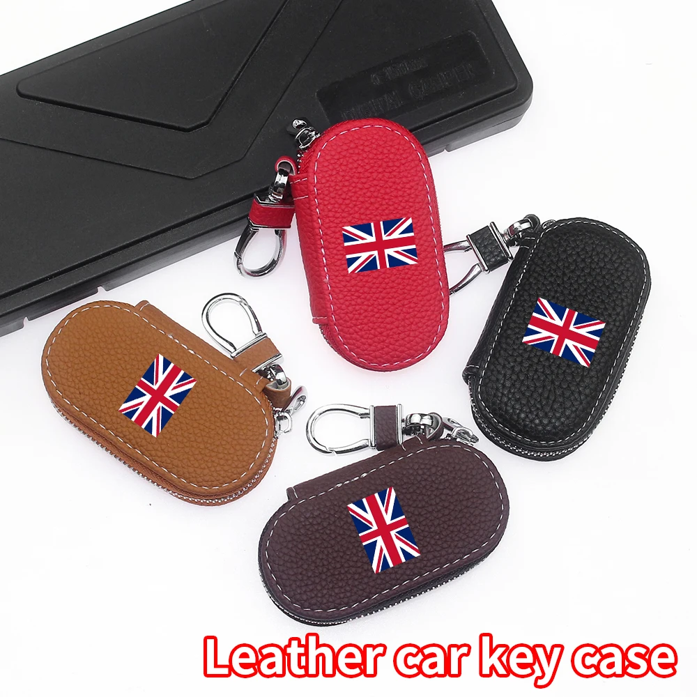 

The flags of the United Kingdom, Hungary and Italy patterns Car Key Case Leather Car Smart Key Bag Universal Car Keychain Bag
