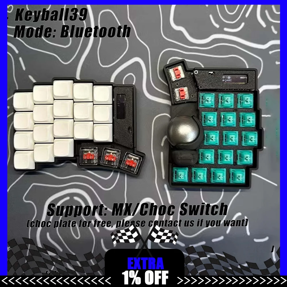 

Комплект разделенной клавиатуры Keyball 39/44/661 с трекболом, OLED-экраном, беспроводная разделенная механическая клавиатура, комплект настройки, поддержка ZMK, подарок
