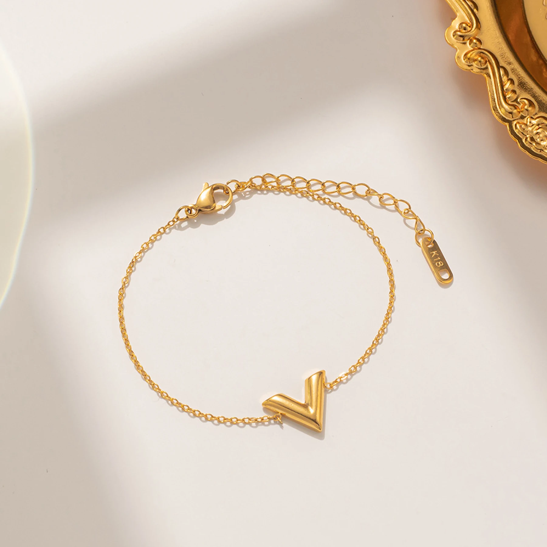 Fashion Jewelry Women's Stainless Steel Bracelet Simple Letter V Shape Design Exquisite High Quality Wedding Daily Party Gifts image 5