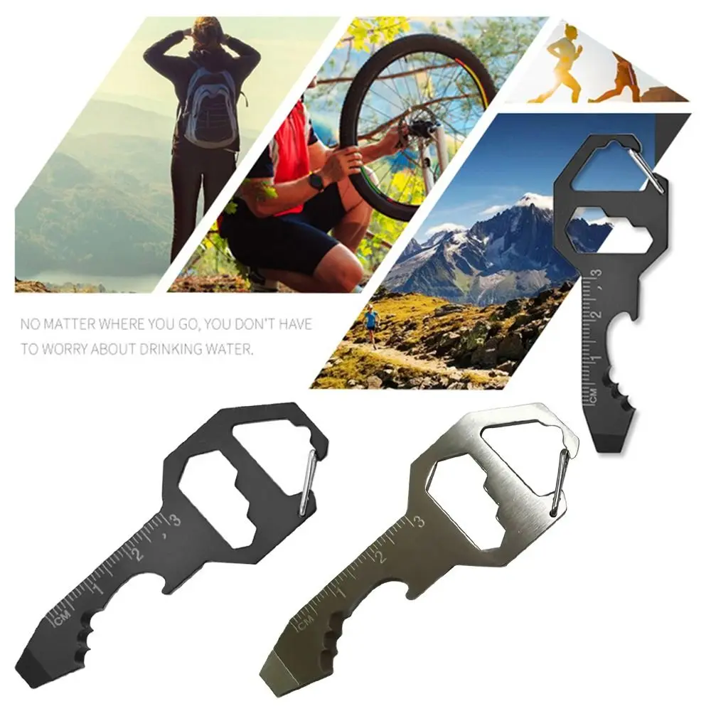 Sturdy Stainless Steel Hexagonal Wrench Multifunction Screwdriver Bottle Opener Key Chain Outdoor Card Tool
