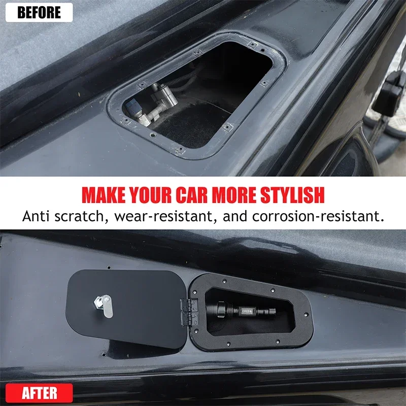 

1Pcs Carbon Steel Black For Land Rover Defender 90 110 130 2004-2018 car cover air outlet modified storage box Car accessories