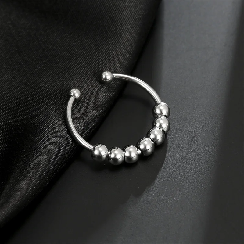 Stainless Steel Balls Beads Rings for Girls women  Rotate Freely  Antistress Spiral Bead Rotate esthetic Jewlery