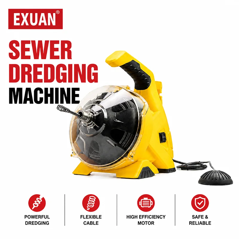 Portable Electric Pipe Drain Cleaner Machine 9M Soft Shaft 20-50mm Pipe 100W Sewer Dredge Unblocker for Home Kitchen Bathroom