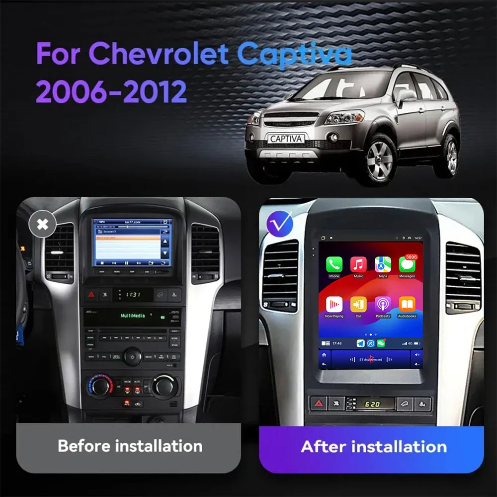 Android 14 Auto Stereo Car Radio Multimedia Player For Chevrolet Captiva 2006 - 2012 Carplay  GPS