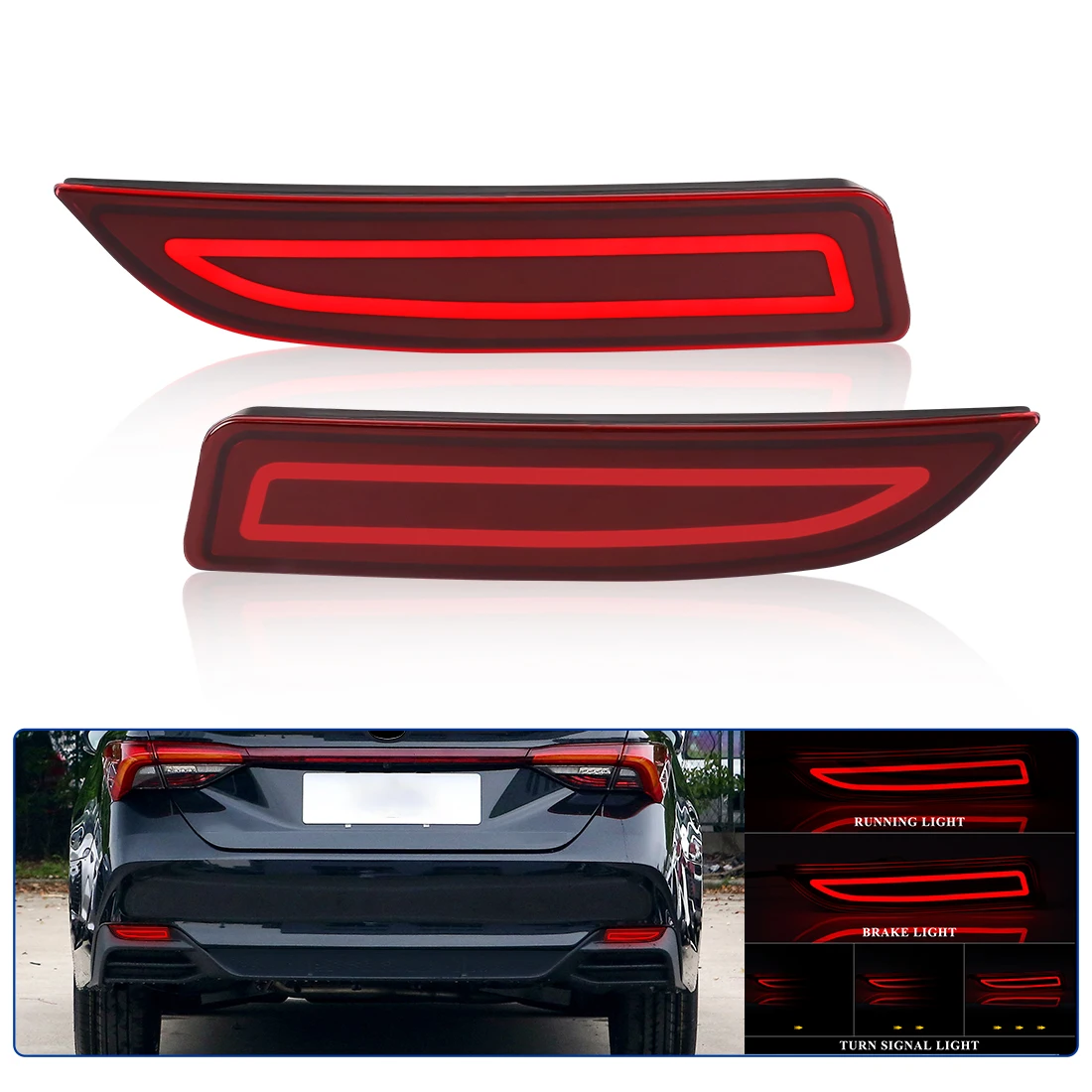 Car LED Rear Bumper Light For Toyota Avalon 2019 2020 2021 2022 Dynamic Turn Signal Lamp Brake Warning Reflector Accessorie 12V