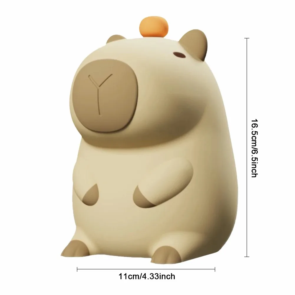 D2 Cute Cartoon Capybara Silicone Novelty Night Light USB Rechargeable Timing Dimming Sleep Night Lamp for Children's Room Decor