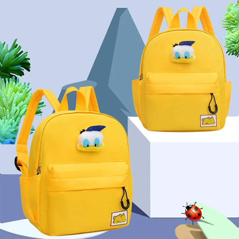 Mochila infantil de nylon impermeável, bolsa escolar leve para viajar, estilo simples, jardim de infância, cores sólidas