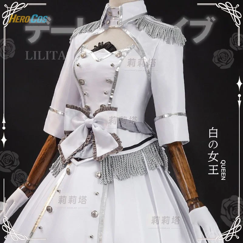 

Game DATE A LIVE Tokisaki Kurumi Cosplay Costume Pure White Set Dress For Hallowmas Christmas Role Play Women HERO Cos